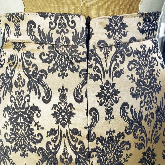 Copper/ black stretch scroll A-line skirt size 2/3 - Picture 4 of 6
